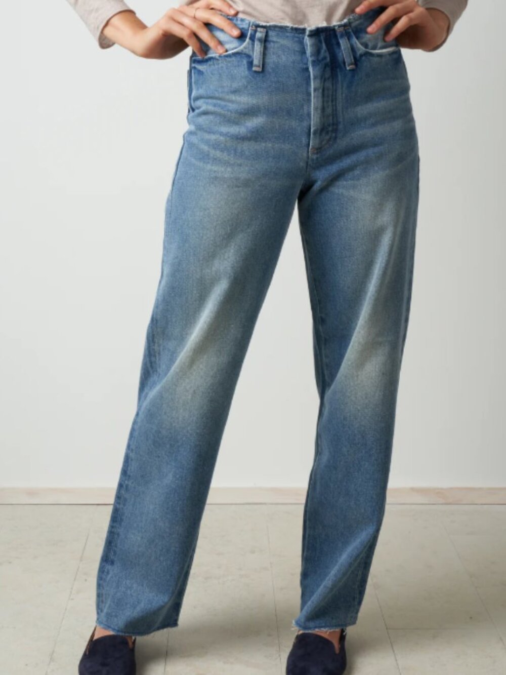 Tanaka Unfinished Dad Jean Trousers in Mid Washed, Size 28